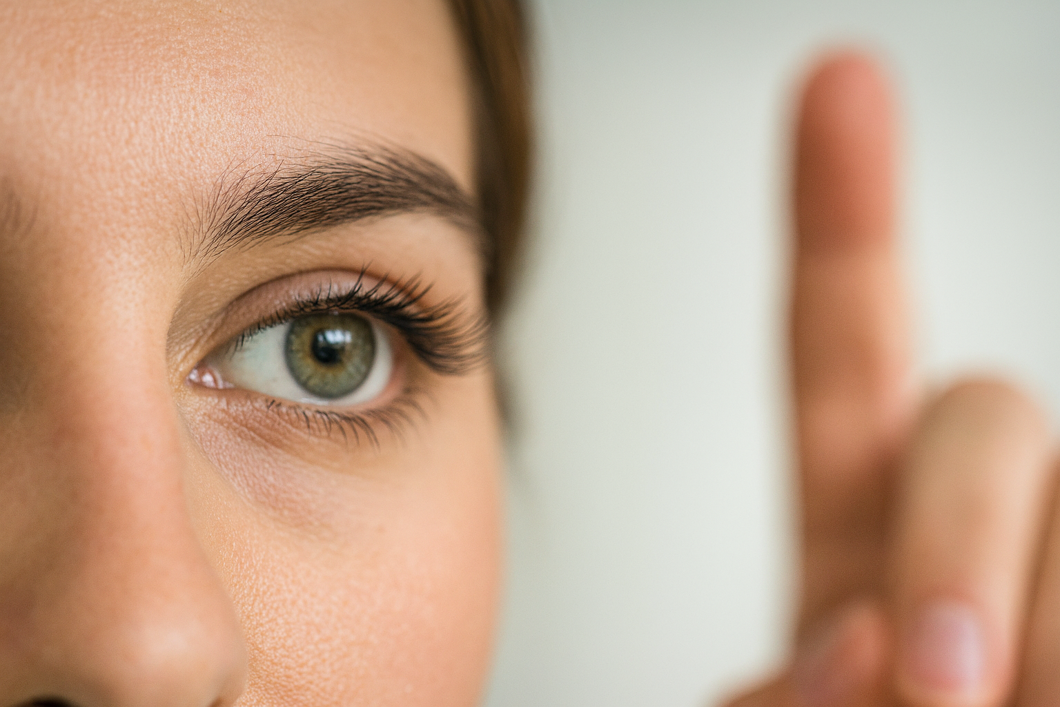 rostro de una persona observando un dedo recibiendo un tratamiento con emdr